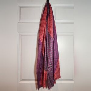 Cabi Purple Colorful Patterned Rayon Scarf